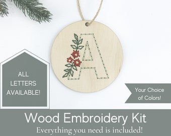 Personalized initial ornament, embroidery kit for beginners, diy personalized Christmas ornament kit, diy craft kit, gifts under 20, best