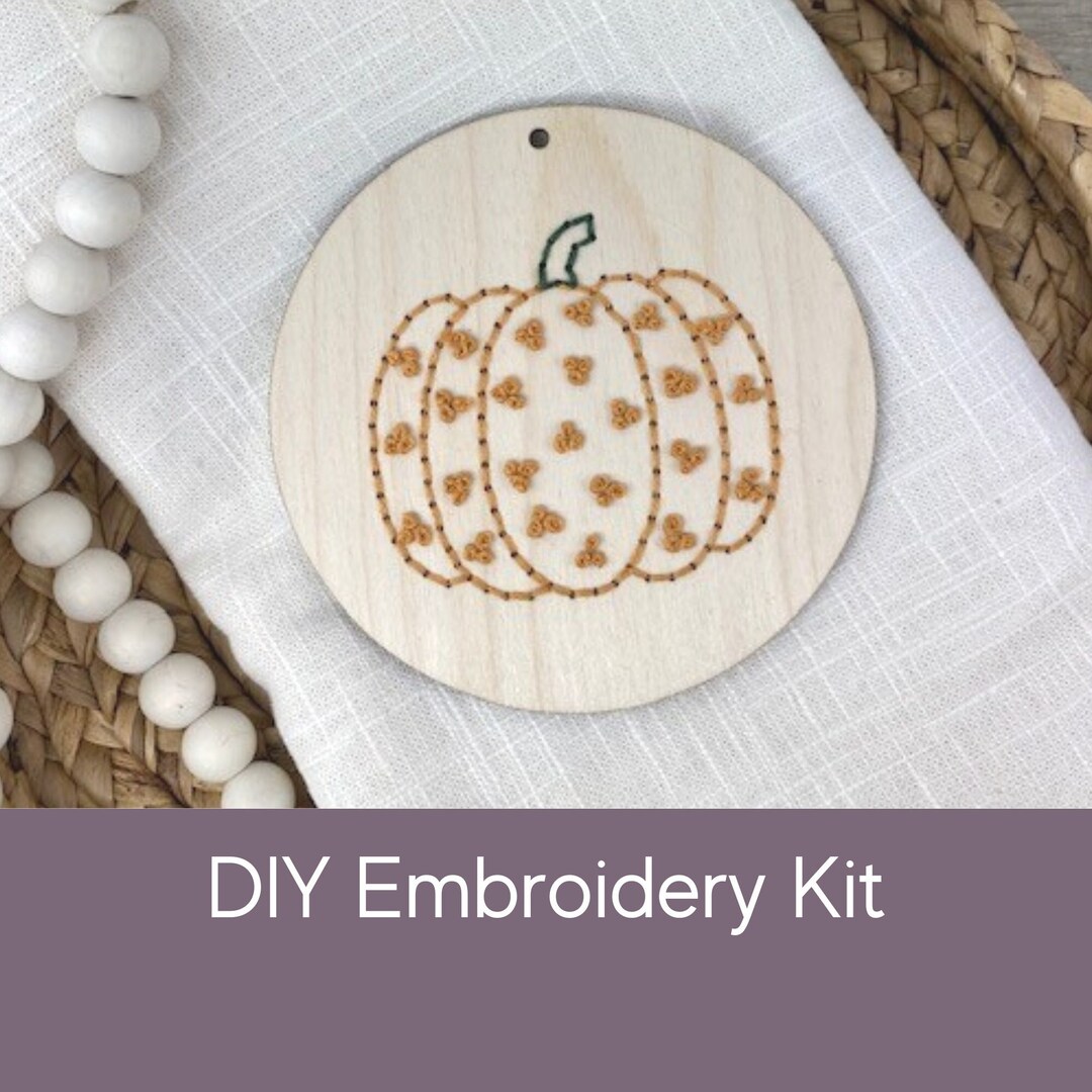 Wood Halloween Embroidery Kit for Beginners Pumpkin Etsy