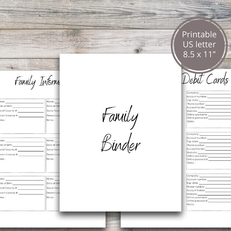 Family Binder Printable Important Documents Organizer 2022 - Etsy