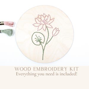 Embroidery kit for beginners, water lily embroidery pattern, July birth flower gift, July birthday gift for mom, do it yourself kit, wood