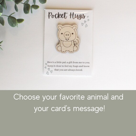 Personalized Pocket Hug Animals Friendship Token Love Etsy