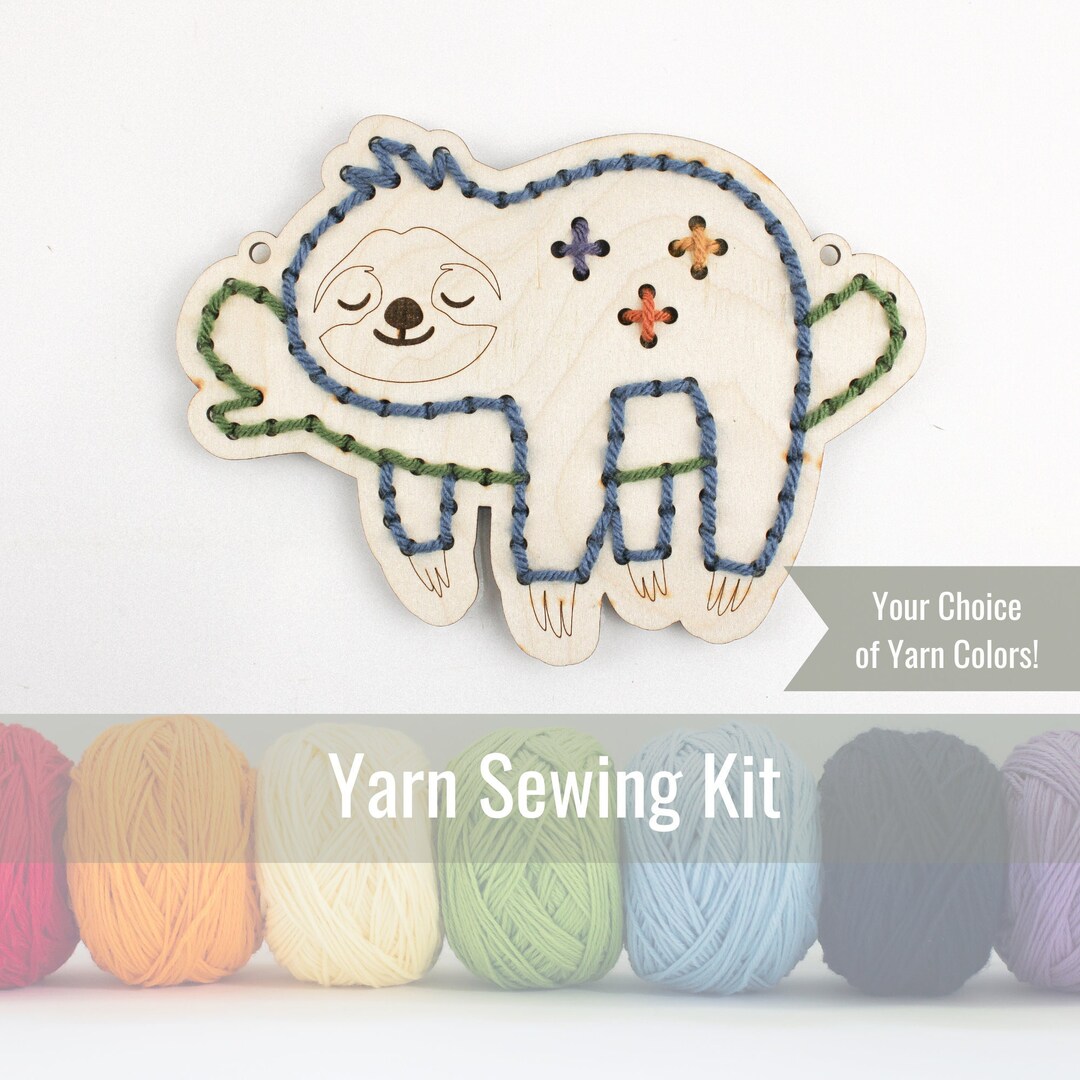 Sloth Yarn Embroidery Sloth Craft Kits First Sewing Project - Etsy