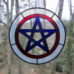 Stained Glass Pentacle in Circle