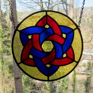 Stained Glass Double Trinity Knot encircled