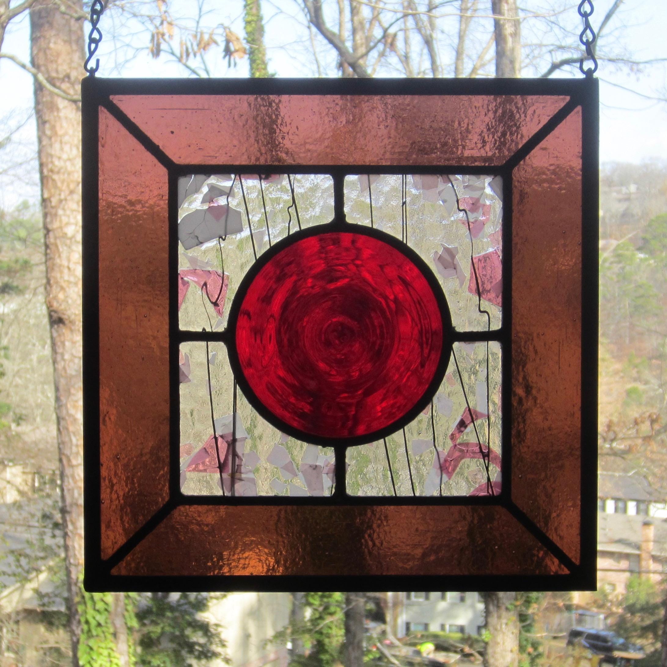 Stained Glass Rondol Patterns Red Rondel in Stained Glass Panel - Etsy
