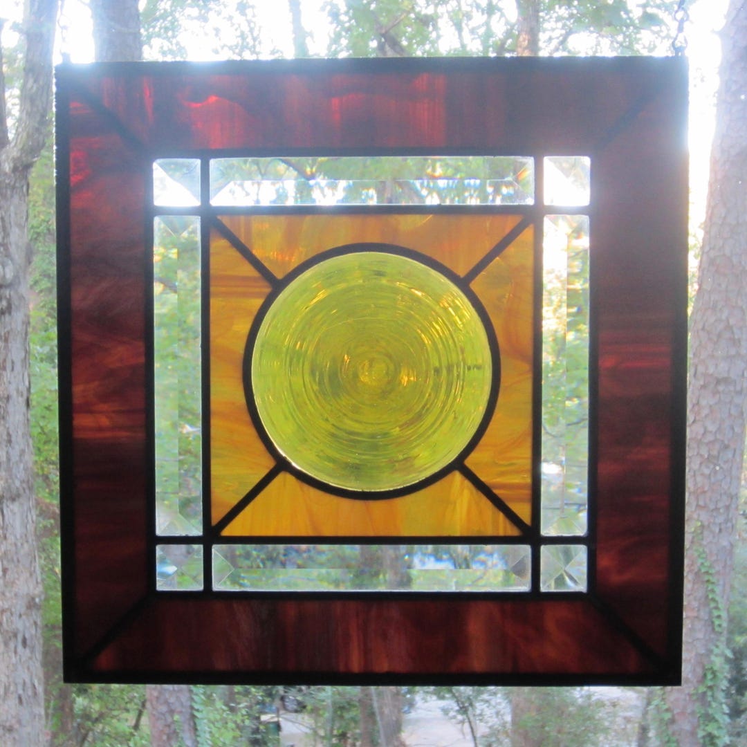 Stained Glass With Rondel and Bevels / Ambers - Etsy