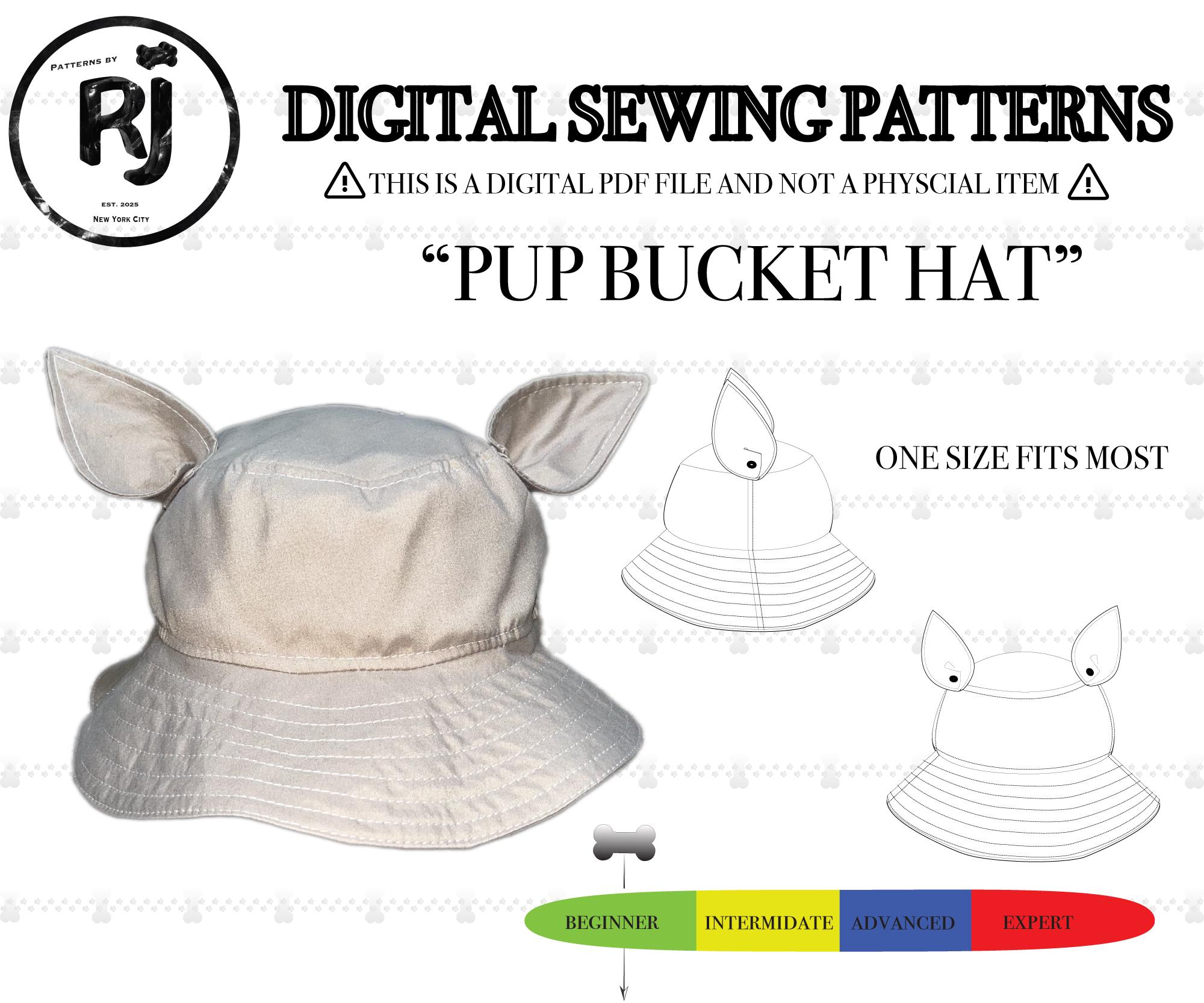 Pup Bucket Hat Sewing Pattern – PDF Download, Dog Ear Hat, A4/A0/Projector Friendly