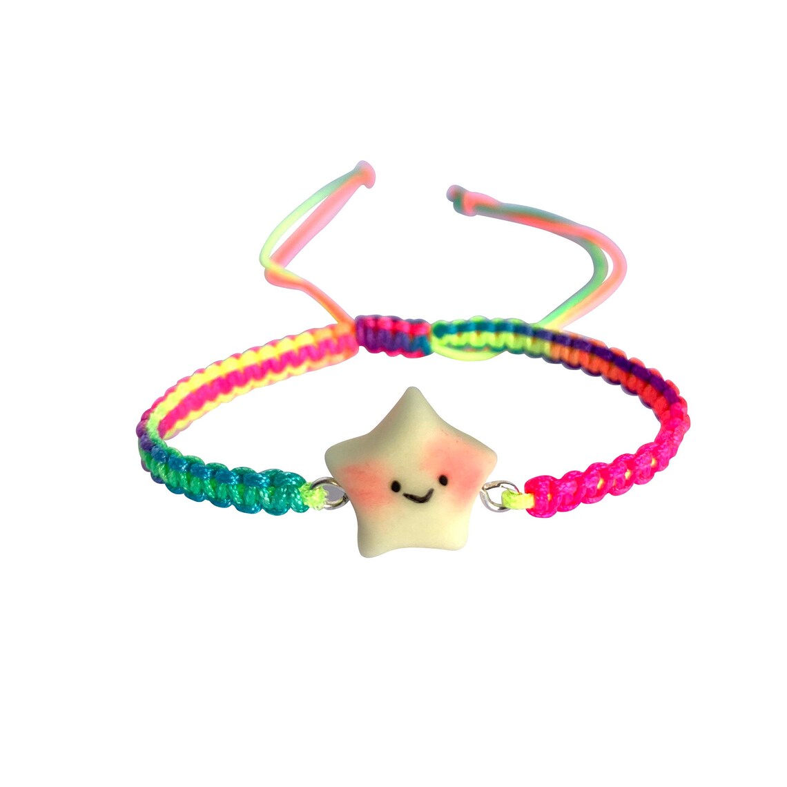 Handmade Glow in the Dark Polymer Star With Adjustable Macrame Bracelet ...