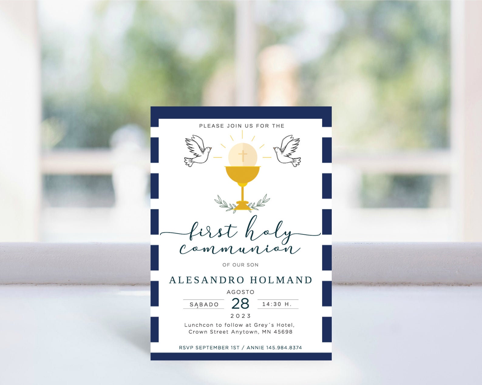 First Holy Communion, Primer Comunion, Invitation First Communion Boy