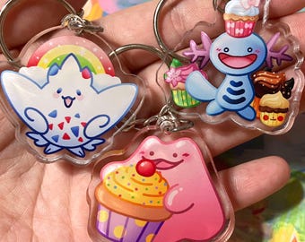 Pokemon Acrylic Keychains - Togekiss, Ditto & Wooper