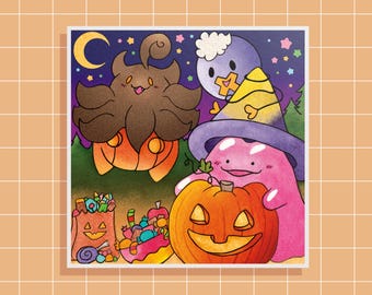 Halloween Friends - Pokemon Art Print, 8x8