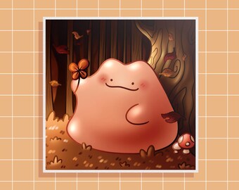 Autumn Ditto - Pokemon Art Print, 8x8