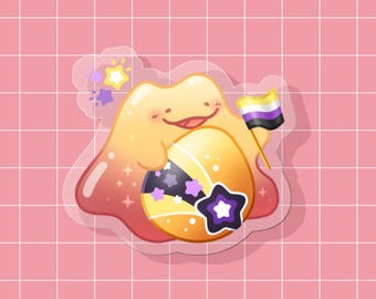 Pokemon Acrylic Pin - Pride Ditto (Nonbinary)