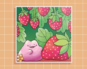 Strawberry Ditto - Pokemon Art Print, 8x8