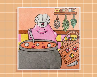 Soup Ditto - Pokemon Art Print, 8x8