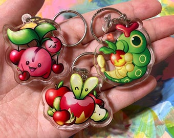 Pokemon Acrylic Keychains - Cherubi, Applin & Caterpie