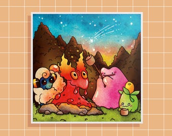 Camping Friends - Pokemon Art Print, 8x8