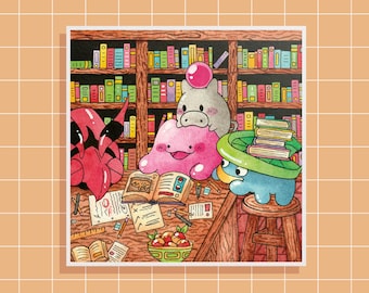 Study Buddies - Pokemon Art Print, 8x8