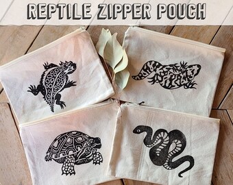 1990s handmade Guatemalan lizard zip pouch
