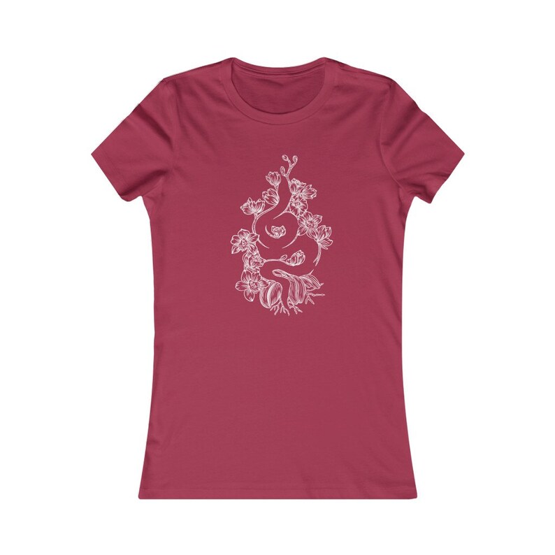 Ladies Snake and Orchid T Shirt Comfy Cotton Blend Reptile Cardinal