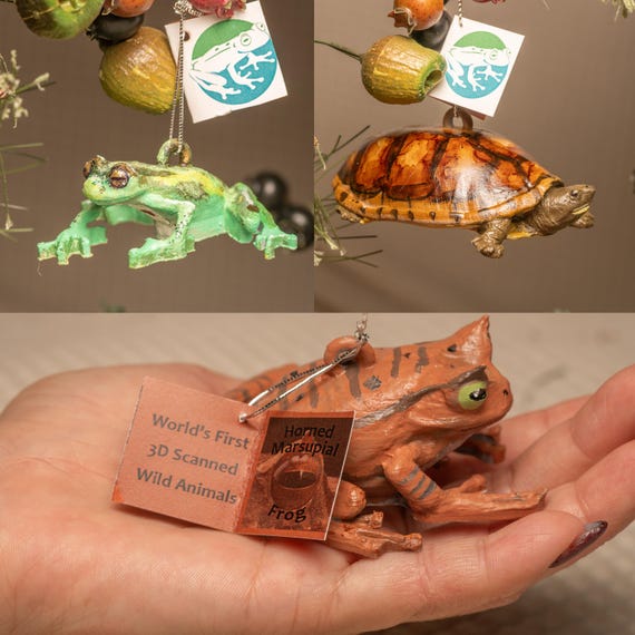 3D Scanned Wildlife Ornament Trio • Crafted from First-Ever 3D Scans • Supports Wildlife Conservation