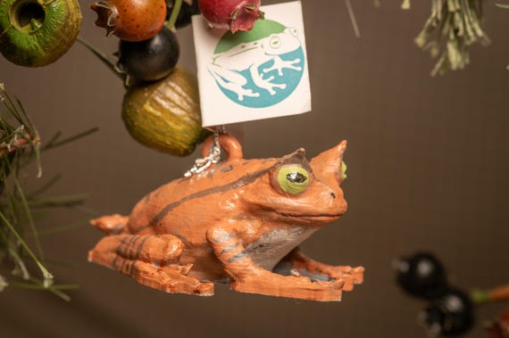 Horned Marsupial Frog Christmas Ornament • Crafted from First-Ever 3D Scan • Supports Wildlife Conservation
