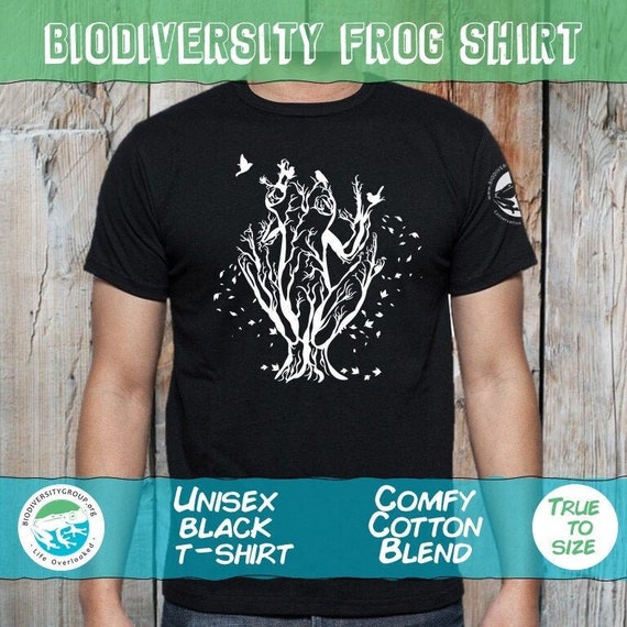 Biodiversity Frog Shirt, Screen printed t-shirt, Graphic frog, Frog tree silhouette, Biodiversity art, Conservation swag, frog clothing