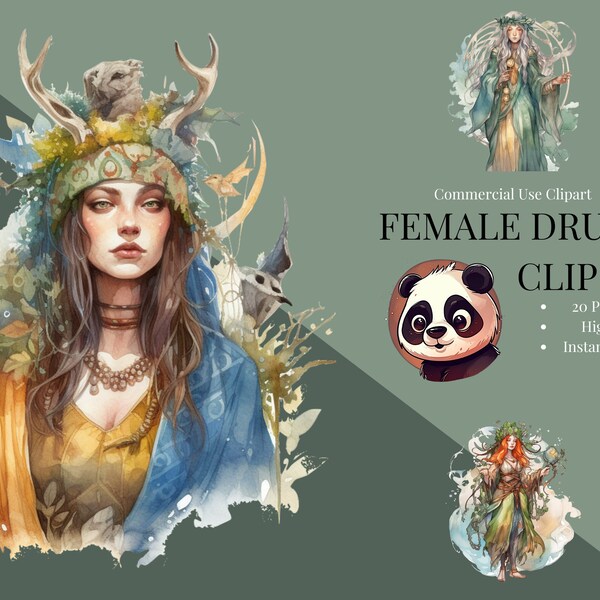 Omarm de kracht van de natuur met onze vrouwelijke druïde clip art-collectie - perfect voor liefhebbers van Dungeons and Dragons, Fantasy en Rollenspel