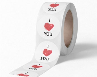 500PCS 1 inch I LOVE YOU Business Sticker Back Adhesive Thank You Labels Tags I Love You Sticker Bags Seals