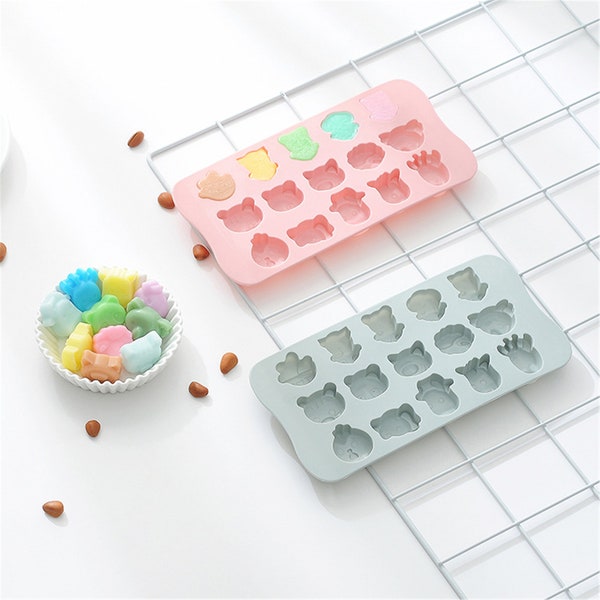 15 Cavity Cute Animal Mold- Pudding/ Chocolate/ Candy Mold, Ice Tray/Ice Lattice, Ice Cube Mold, Silicone Mold/ Resin Mold