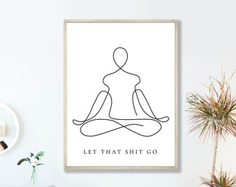 Yishobo Funny Bathroom Signs Canvas Posters Prints Let That Shit Go Quote Rustic Wooden Wall Art… …… 11 5.5 LET That Shit GO 