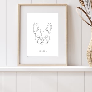 French Bull dog Line Drawing , Dog line Art Personalised print, French Bull Dog Poster, Customised Pet portrait, Gift for Dog lover