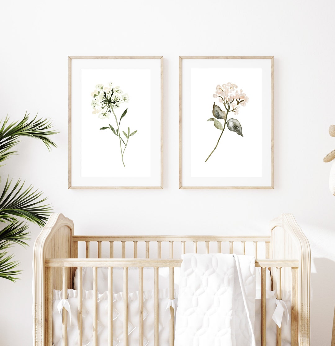 Pink Watercolour Flowers Printable Set of 2 , Blush Pink and White ...