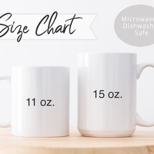 Pu&ograve; includere: Due tazze in ceramica bianca con testo nero. La tazza pi&ugrave; piccola &egrave; da 11 oz e la tazza pi&ugrave; grande &egrave; da 15 oz. Entrambe le tazze sono adatte per microonde e lavastoviglie.