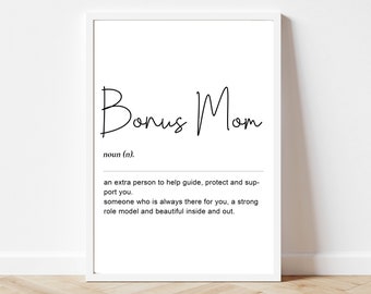 Bonus Mom Definition Printable Wall Art, Personalised Mother Birthday Gift, Bonus Mom Birthday Gift, Mother Noun Sign, Mom Dictionary Print