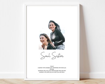 Personalised Soul Sister Print , Best Friend Definition Print, Personalised Gift for Best Friend ,Birthday Gift, Best Friend Photo Print