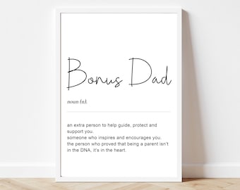Bonus papa definitie afdrukken, stiefvader vaderdagcadeau, bonus papa cadeau, bonus papa definitie, papa verjaardagscadeau, bonus papa kaart