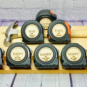 25 ft Personalized Fathers Day gift for Dad or Grandpa, custom tape measure, gift from kids image 5