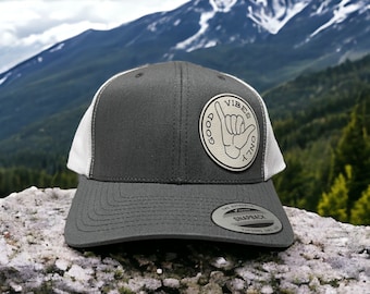 Custom Snapback, Vibes, Positive, Laser engraved, Trucker Hat