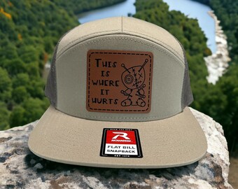 Custom hat, This is where it hurts, Richardson snapback, Laser engraved hate patches, Trending