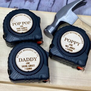 25 ft Personalized Fathers Day gift for Dad or Grandpa, custom tape measure, gift from kids image 4