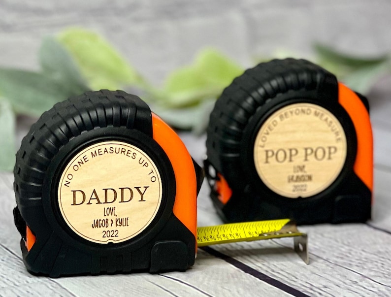 25 ft Personalized Fathers Day gift for Dad or Grandpa, custom tape measure, gift from kids image 1