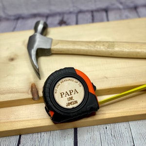 25 ft Personalized Fathers Day gift for Dad or Grandpa, custom tape measure, gift from kids image 6