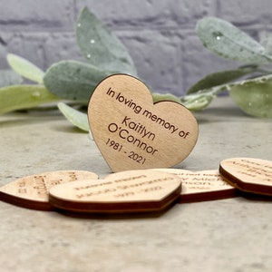 Personalized heart pocket token, celebration of life keepsake, memorial event puzzle piece favor
