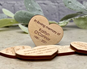 Personalized heart pocket token, celebration of life keepsake, memorial event puzzle piece favor