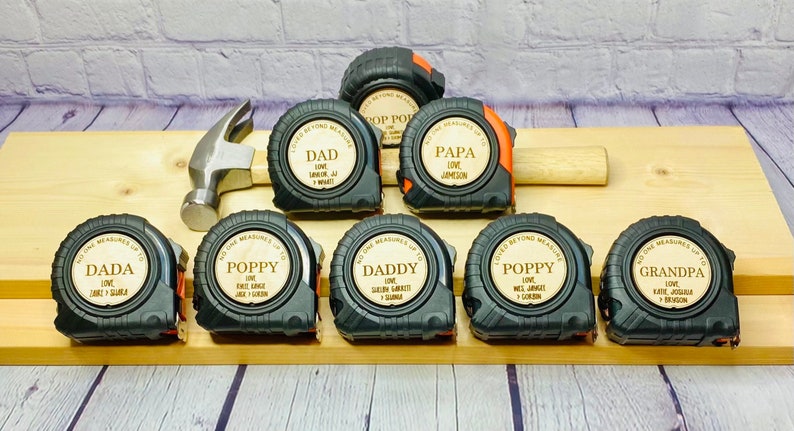 25 ft Personalized Fathers Day gift for Dad or Grandpa, custom tape measure, gift from kids image 5