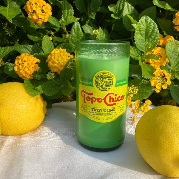 Topo Chico bottle Candle Upcycled (12oz green bottle)