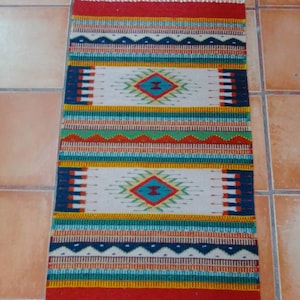 Zapotec Rug (Traditional pattern) *Velas & Diamantes* 100% Wool and Natural Dyes. 24&quot;in W x 39&quot;in L.