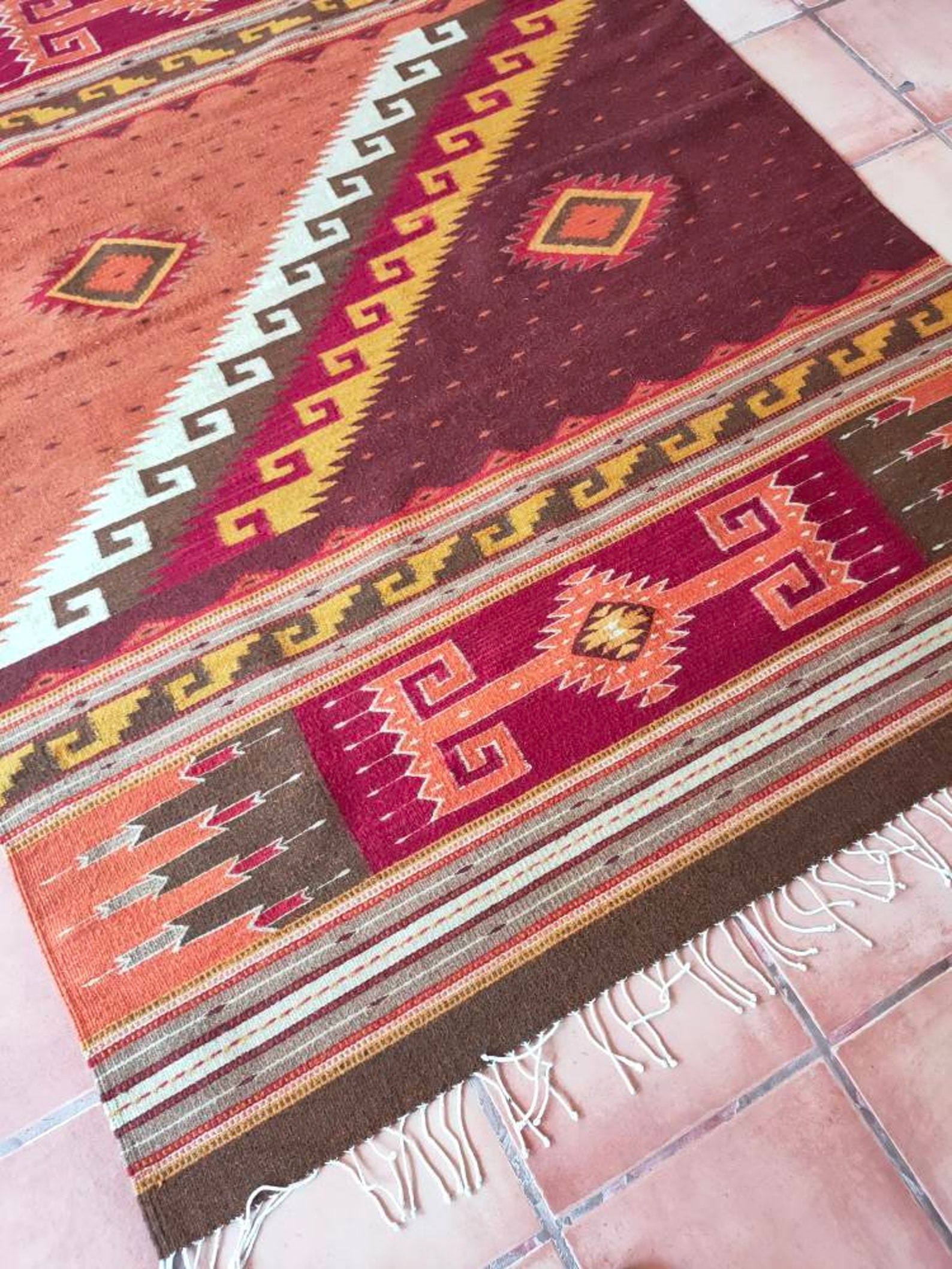 Authentic Zapotec Area Rug Montealban traditional Etsy