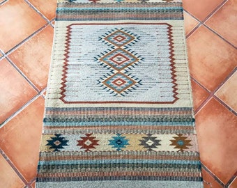 Authentic Zapotec Rug (Cielo Zapoteco) Old Traditional pattern *Zapotec Diamonds* 100% Wool and Natural Dyes. 32"in W x 59"in L.